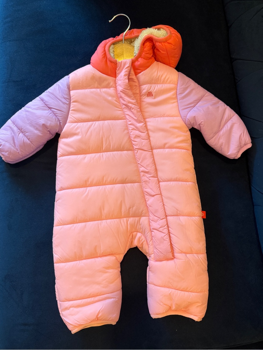 New Pink and Lavender Baby All-in-One Puffer Snowsuit with Hood